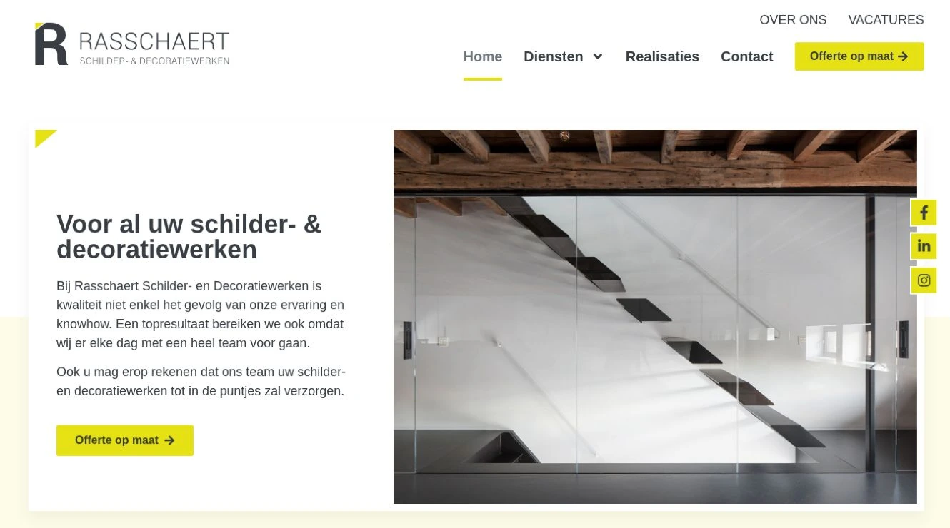 Page d’accueil de Rasschaert : peinture et décoration