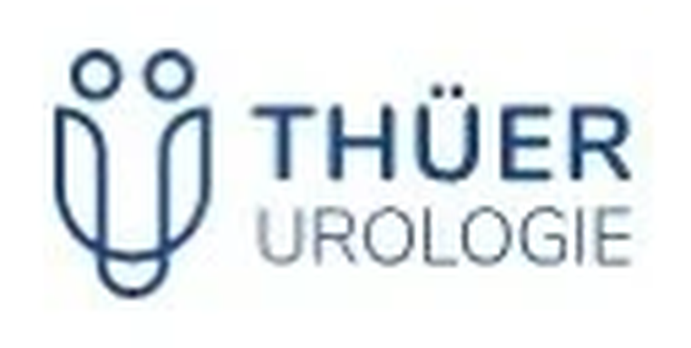 The original Thüer logo: the ü, two people and a subtle anatomical reference